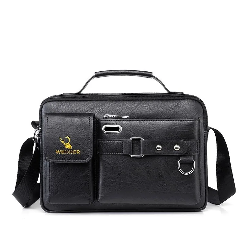 Men's Pu Leather Shoulder Bag -Black Size (13"*9")
