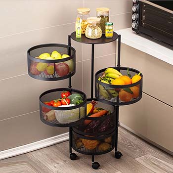 5 Layer 360 degree rotating vegetable shelf Kitchen storage rack