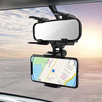 Car Rearview Mirror Mount Holder Phone Bracket 360 Rotation For Phone