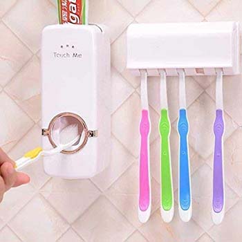 Automatic Toothpaste Dispenser with Toothbrush Holder